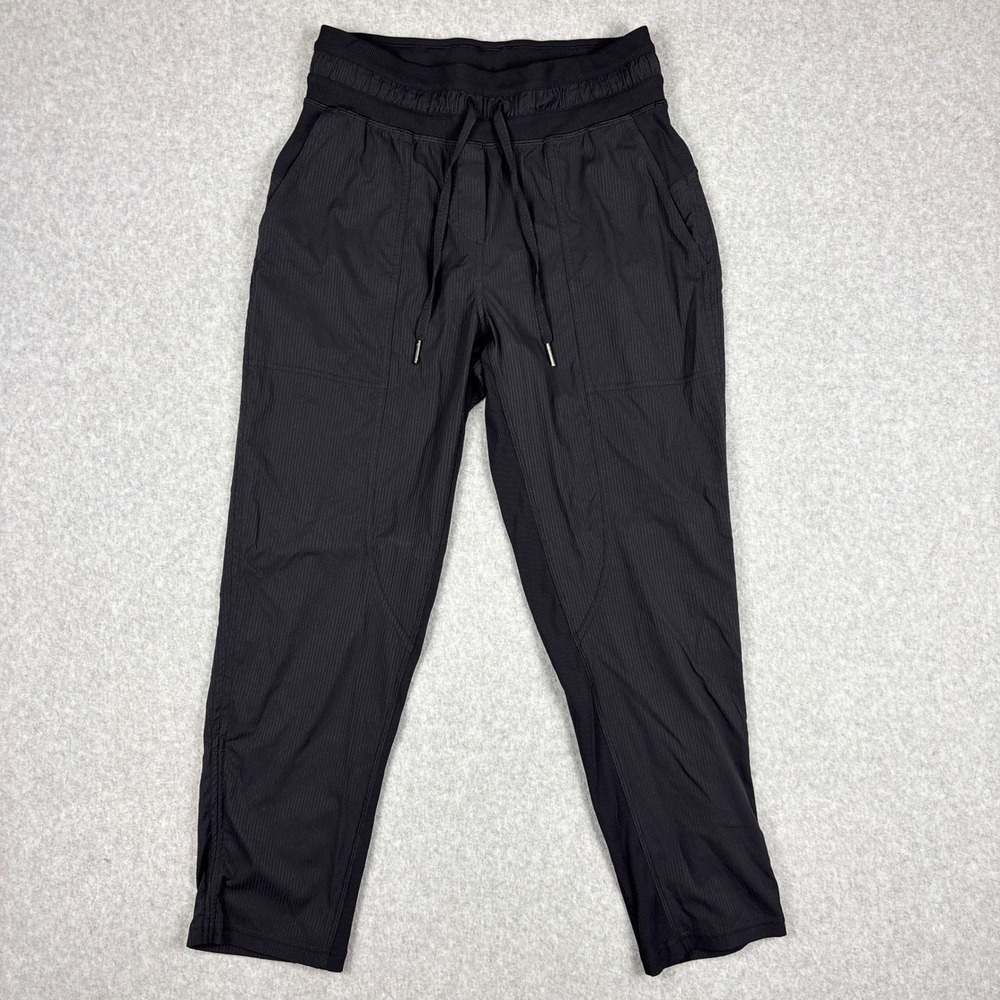 Lululemon Dance Studio Crop 25 Ribbed Pants Black Joggers Womens Size 4